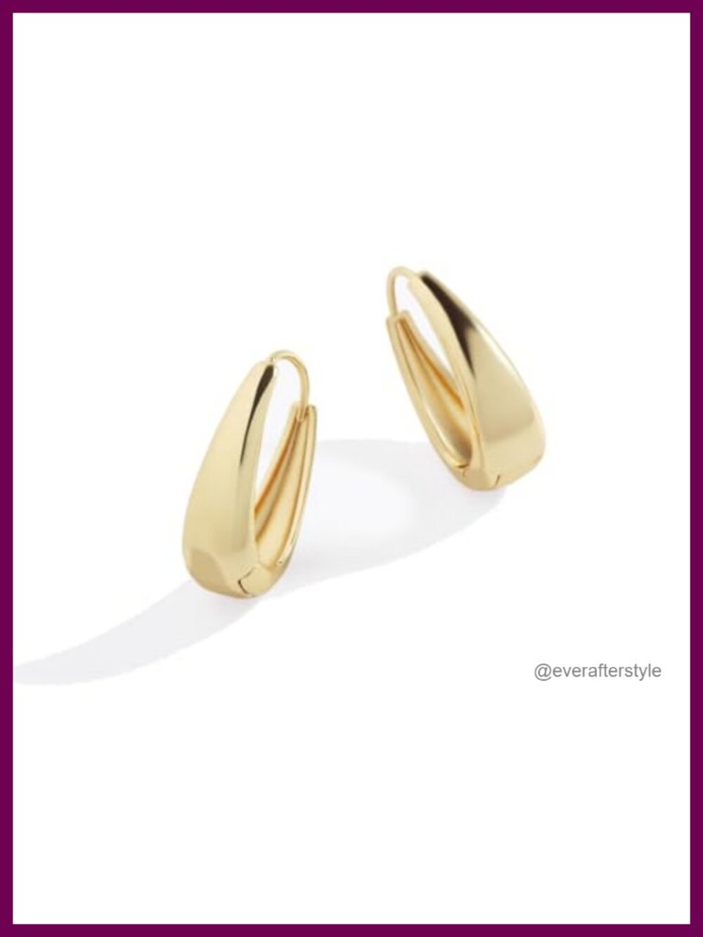 Chunky Teardrop Hoop Earrings, 18K Gold Plated, 1" Drop